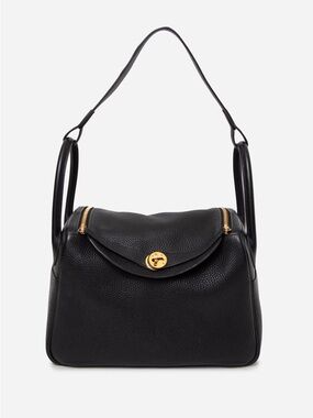 Hermes 2018 Lindy30 Taurillon Clemence Shoulder Bag Black